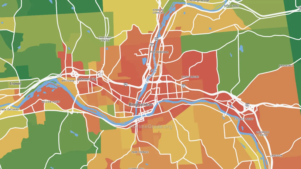 Binghamton, NY Map of Assault Rates