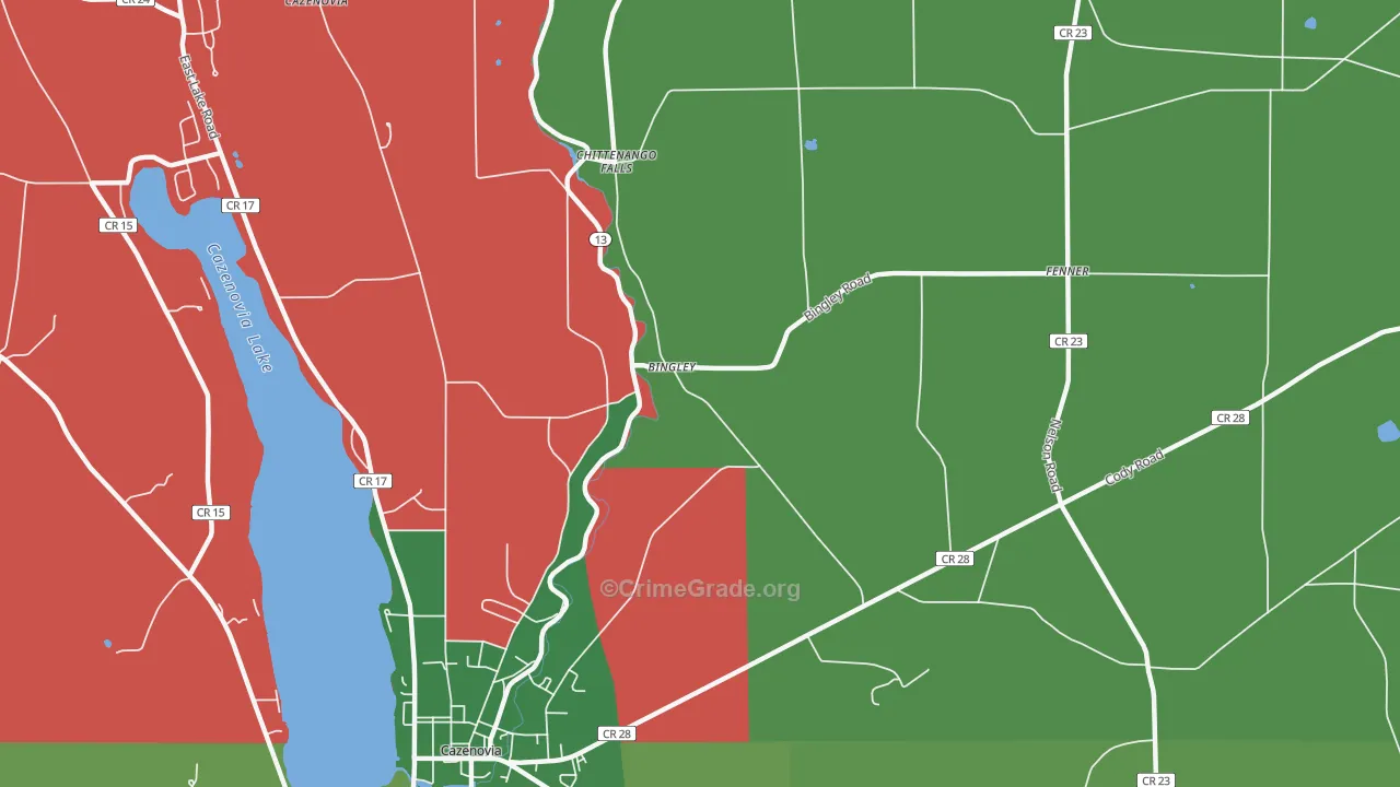 Bingley, NY Map of Assault Rates