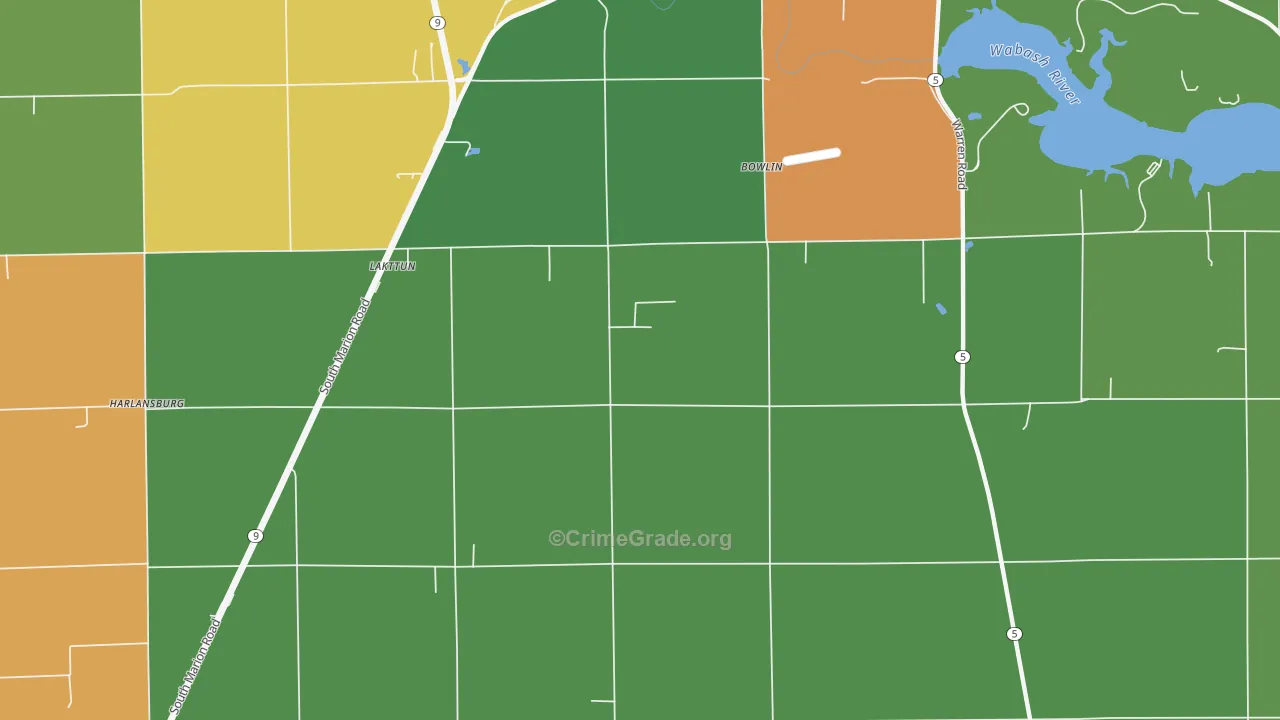 Bippus, IN Map of Assault Rates