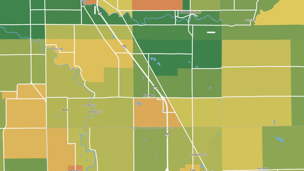 Birch Run, MI Map of Assault Rates