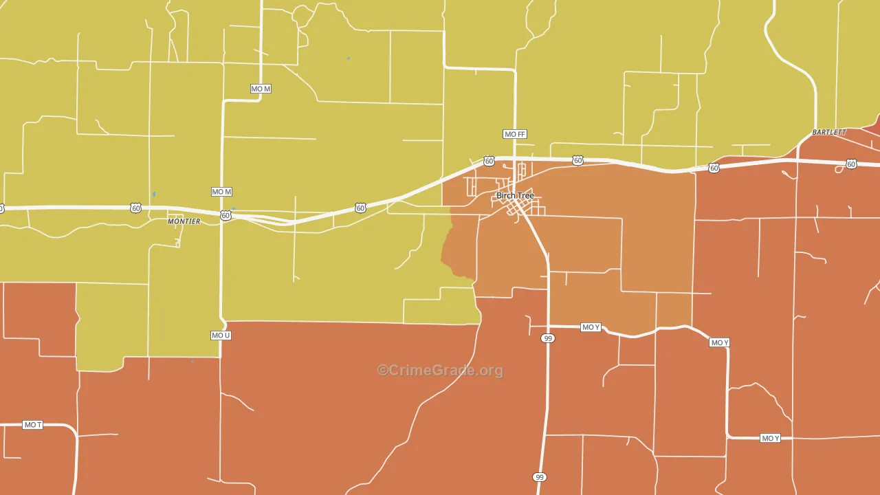 Birch Tree, MO Map of Assault Rates
