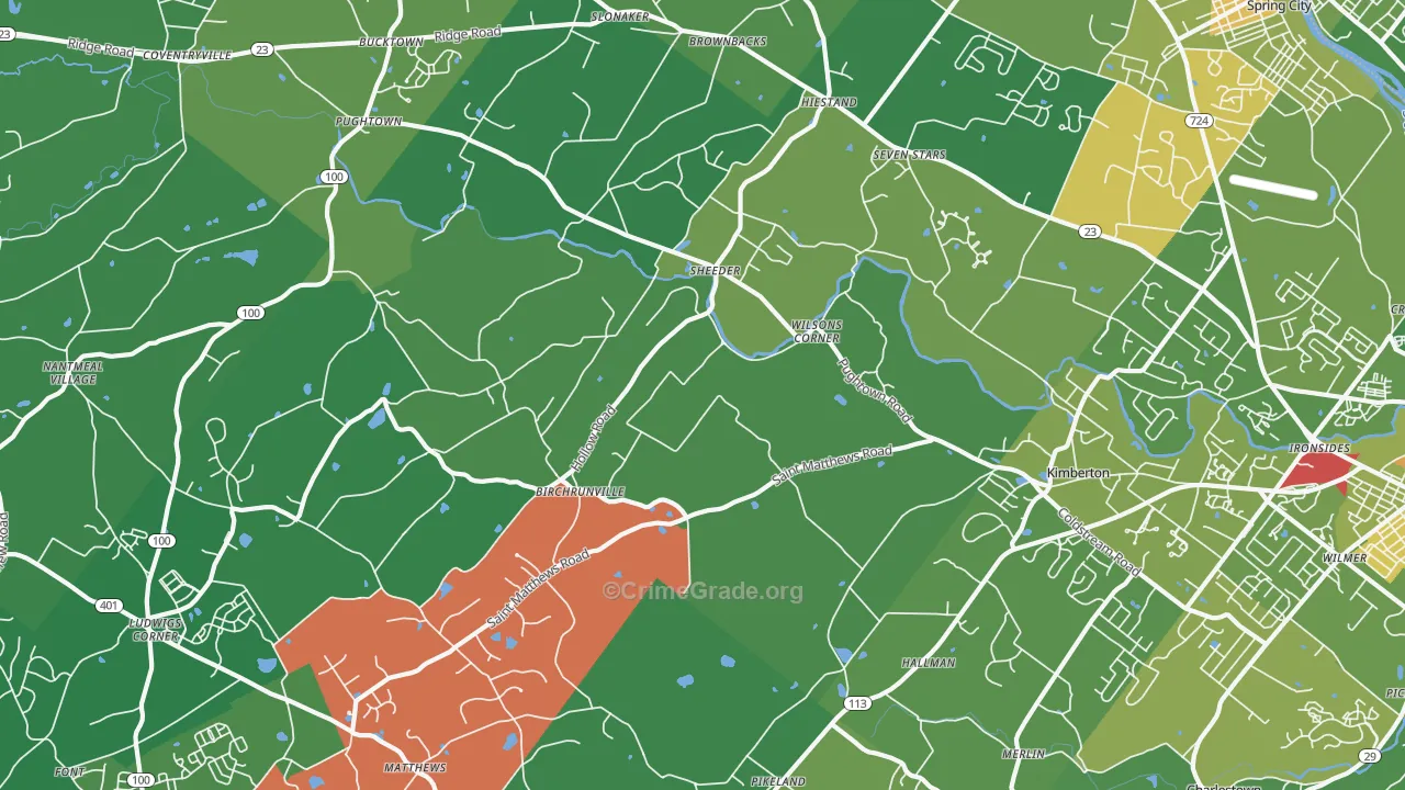 Birchrunville, PA Map of Assault Rates