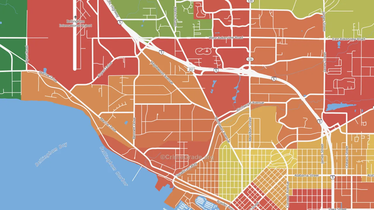 Birchwood, Bellingham, WA Map of Assault Rates