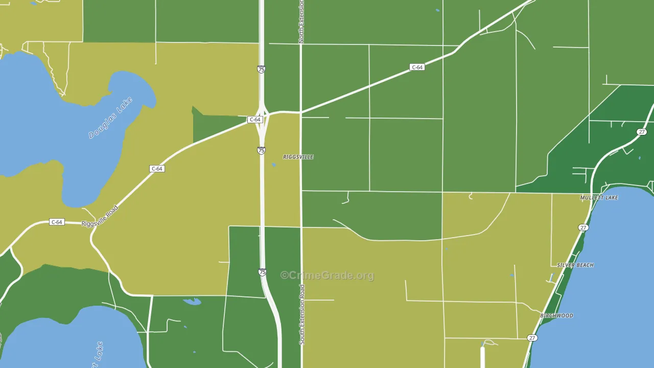 Birchwood, MI Map of Assault Rates