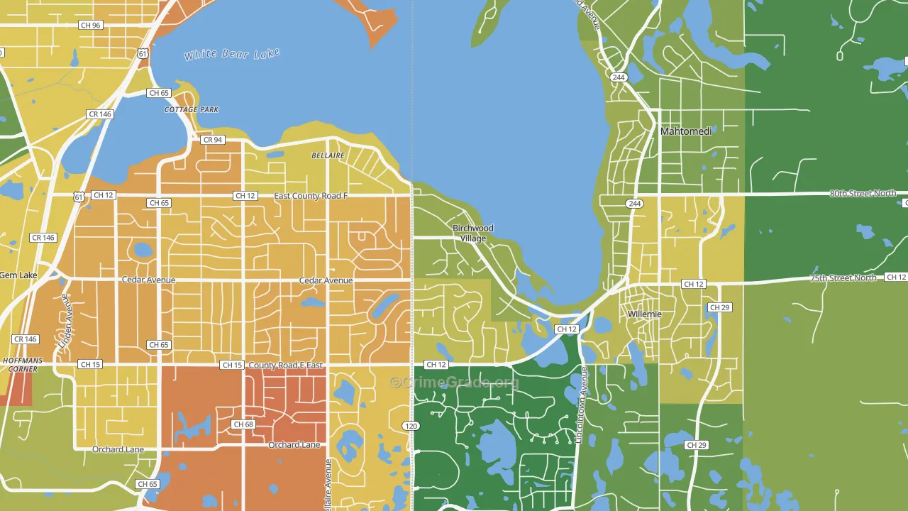Birchwood Village, MN Map of Assault Rates