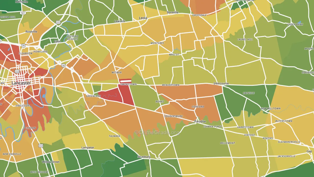 Bird-in-Hand, PA Map of Assault Rates