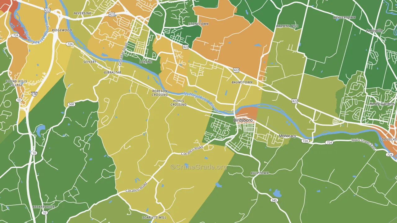Birdsboro, PA Map of Assault Rates