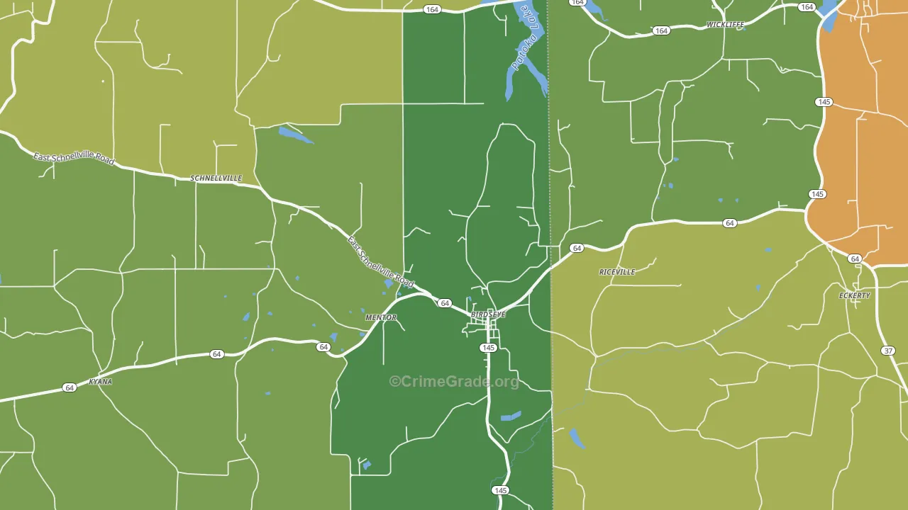 Birdseye, IN Map of Assault Rates
