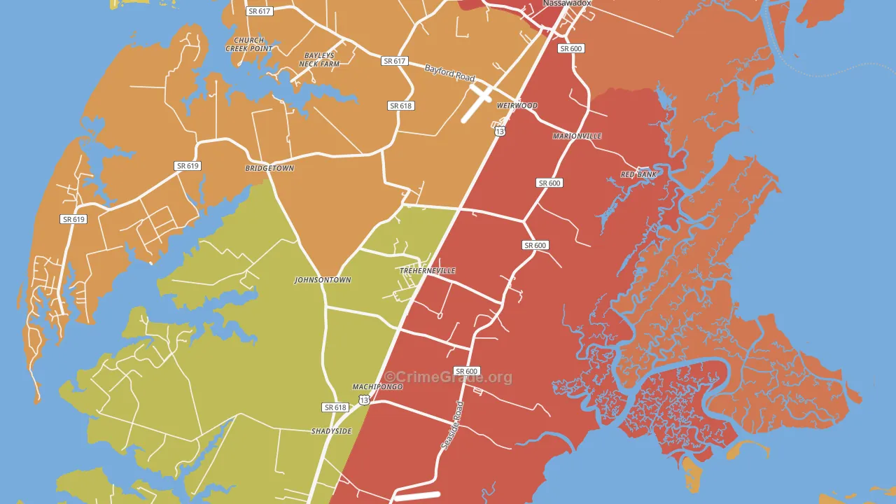 Birdsnest, VA Map of Assault Rates