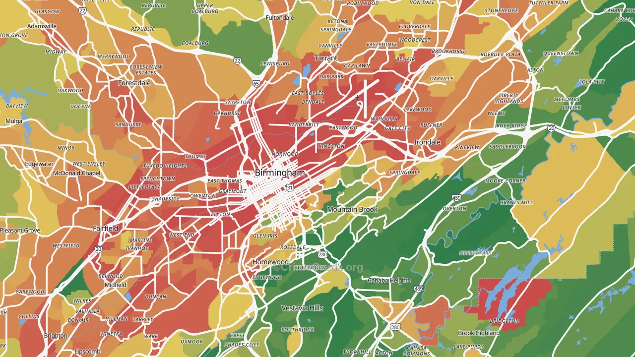 Birmingham, AL Map of Assault Rates