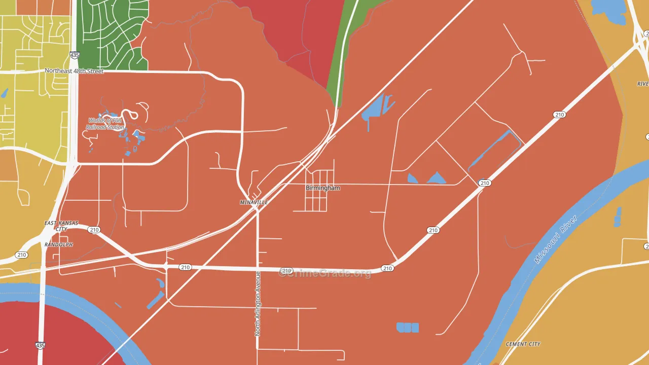 Birmingham, MO Map of Assault Rates