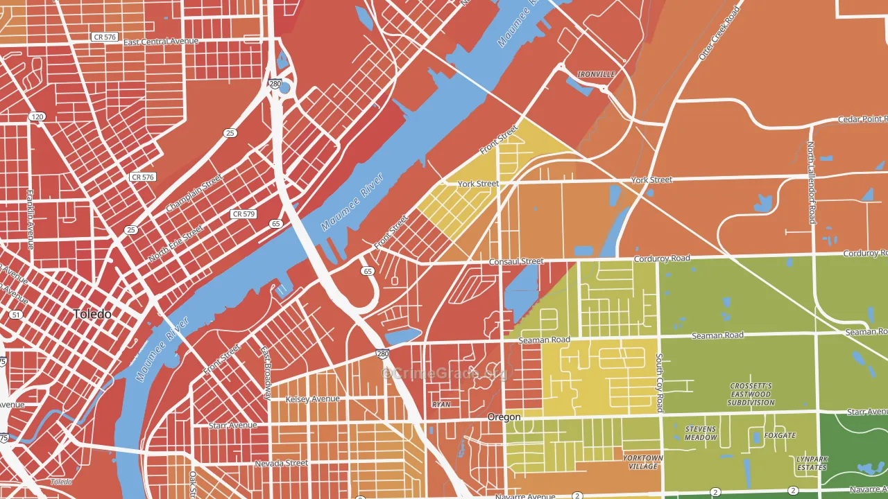 Birmingham, Toledo, OH Map of Assault Rates