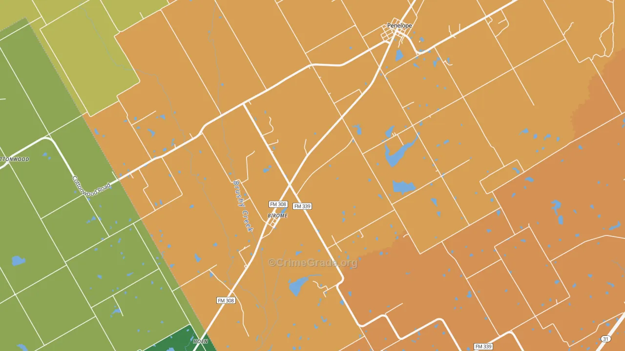 Birome, TX Map of Assault Rates