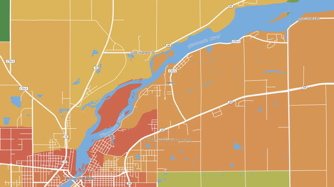 Biron, WI Map of Assault Rates