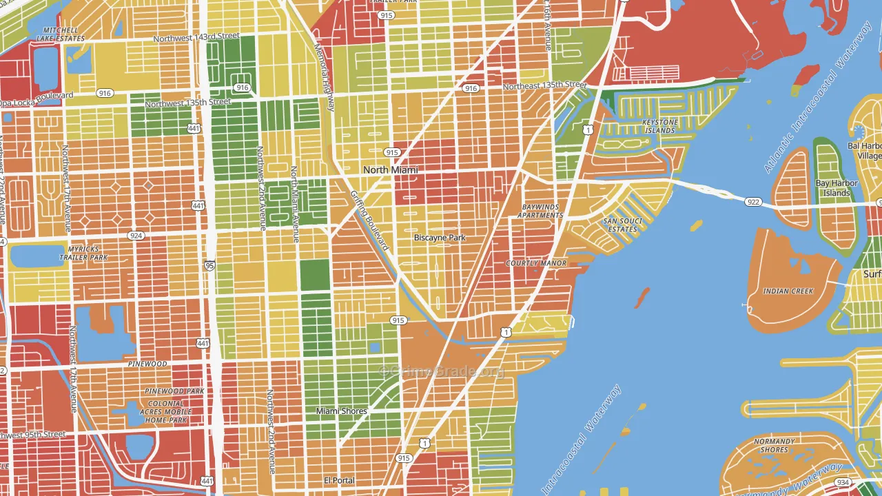 Biscayne Park, FL Map of Assault Rates