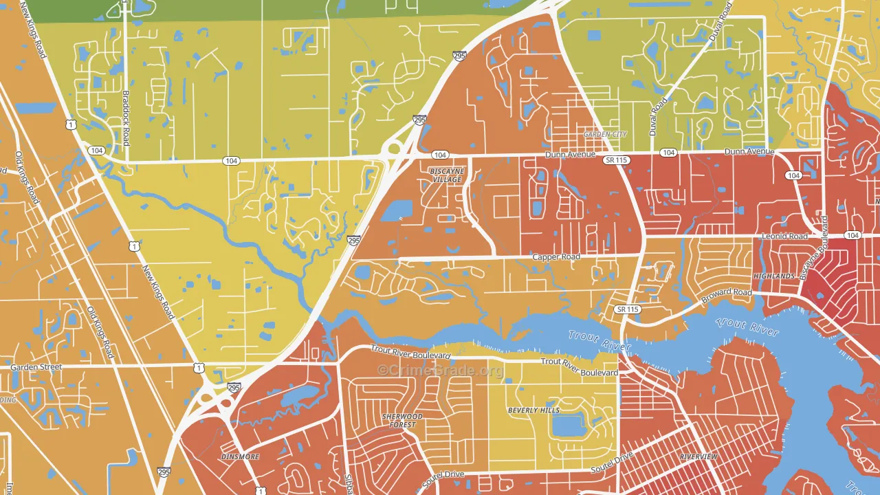 Biscayne Terrace, Jacksonville, FL Map of Assault Rates