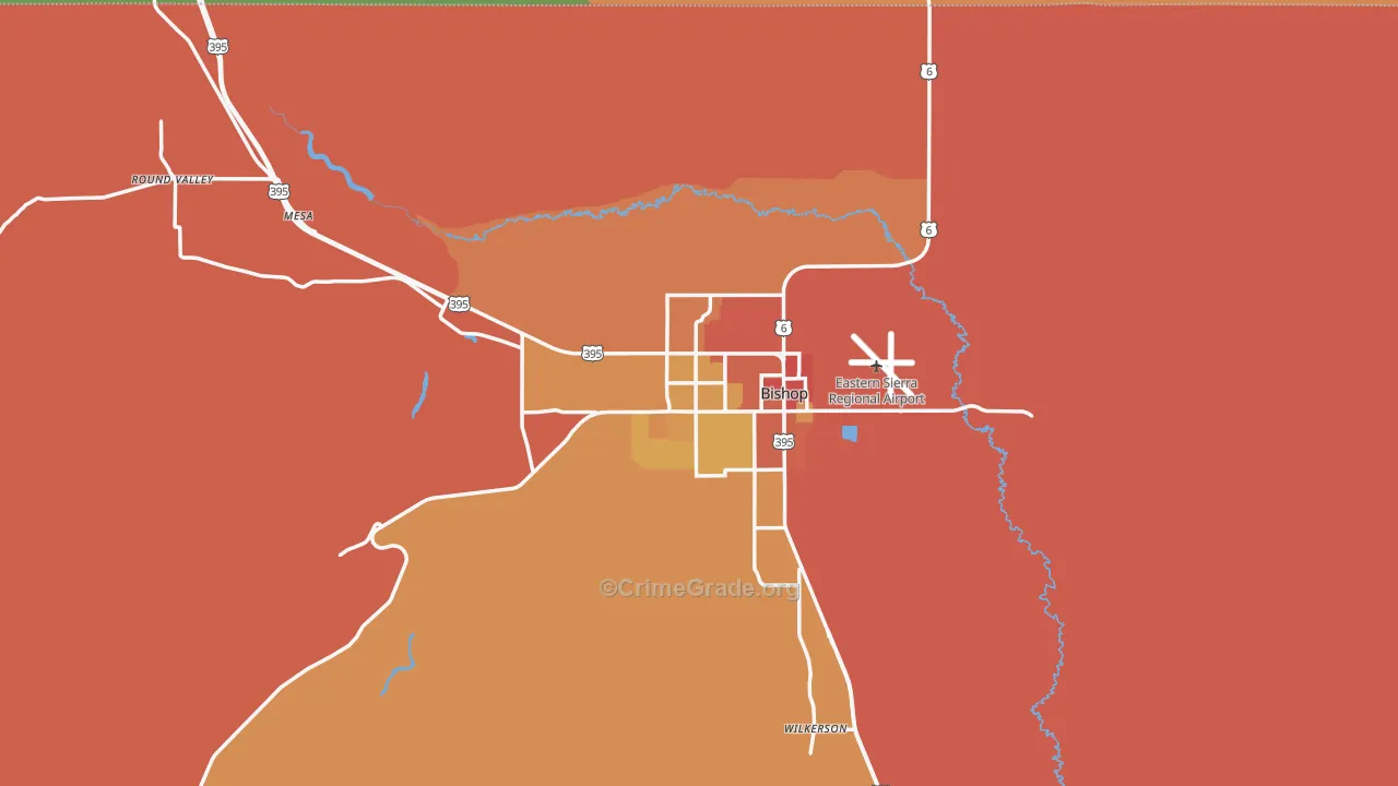 Bishop, CA Map of Assault Rates