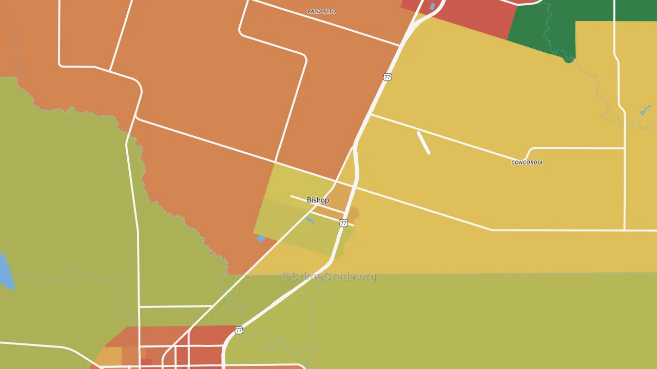 Bishop, TX Map of Assault Rates