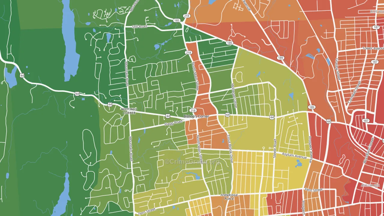 Bishops Corner, West Hartford, CT Map of Assault Rates