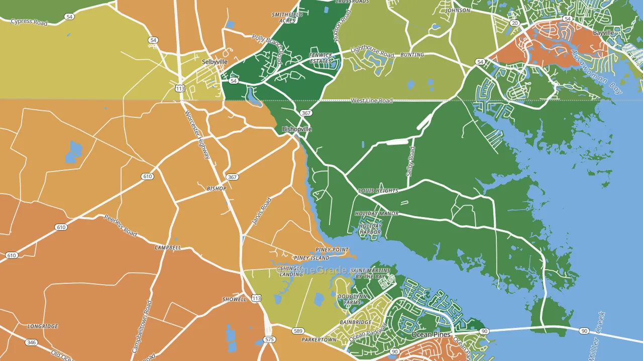 Bishopville, MD Map of Assault Rates