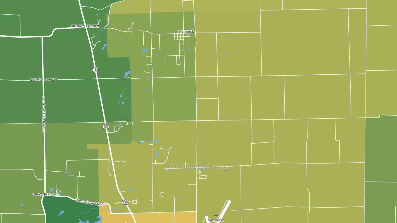 Bismarck, IL Map of Assault Rates