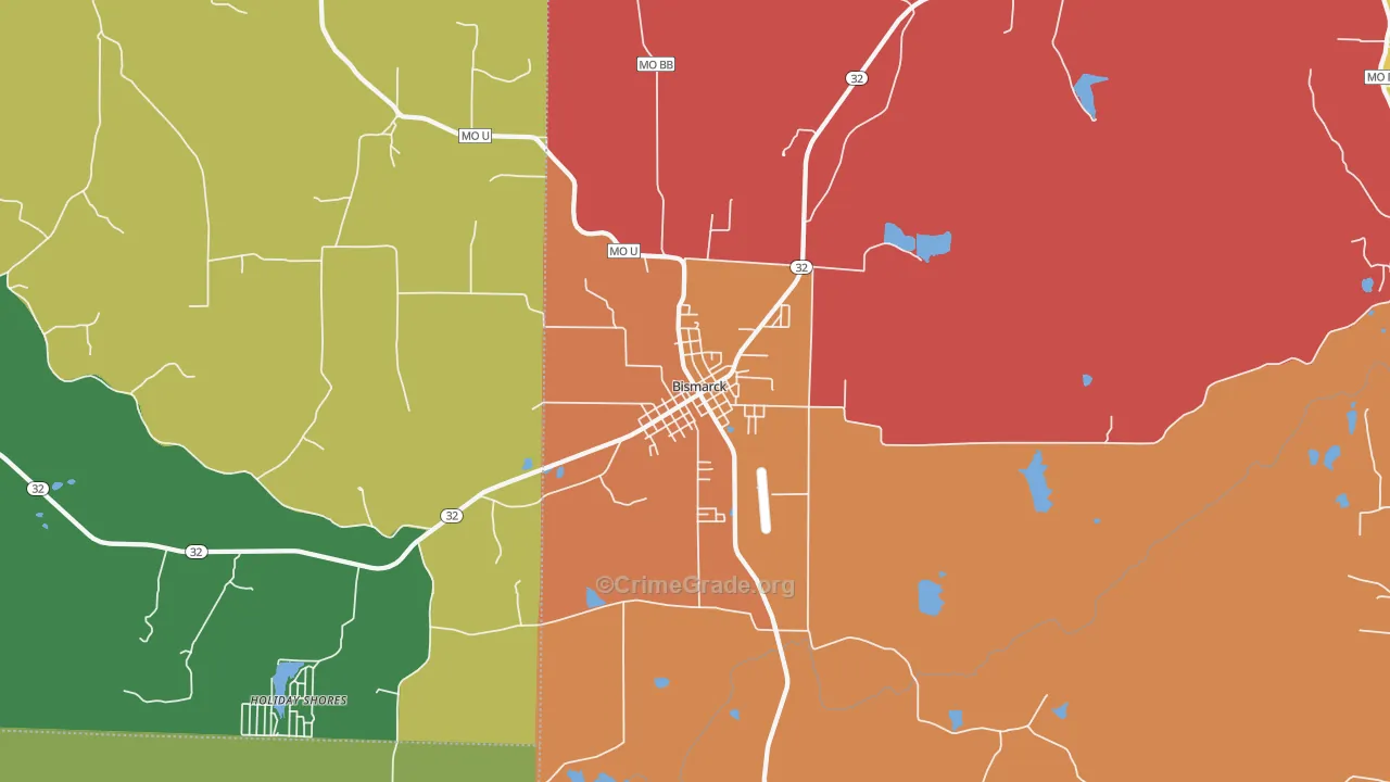 Bismarck, MO Map of Assault Rates