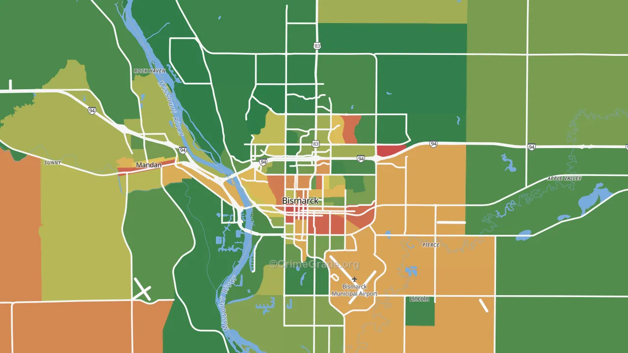 Bismarck, ND Map of Assault Rates