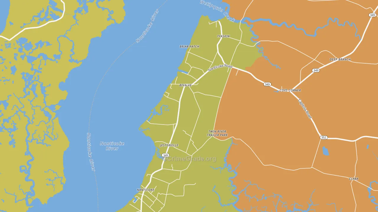 Bivalve, MD Map of Assault Rates