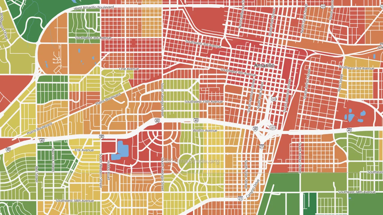 Bivins Addition, Amarillo, TX Map of Assault Rates