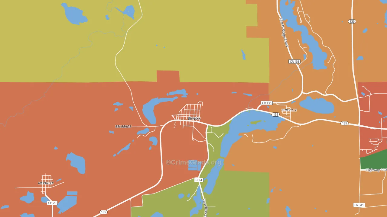 Biwabik, MN Map of Assault Rates