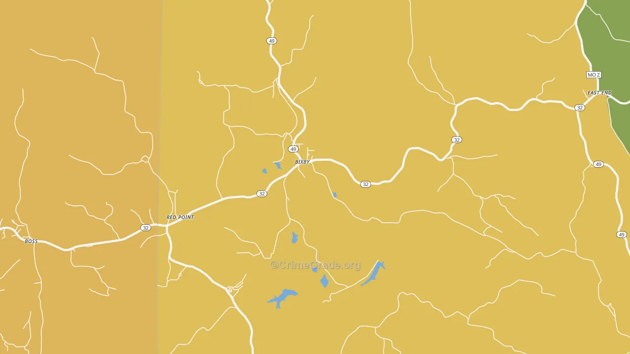 Bixby, MO Map of Assault Rates
