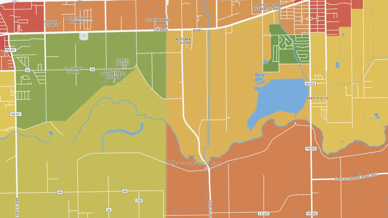 Bixby, TX Map of Assault Rates