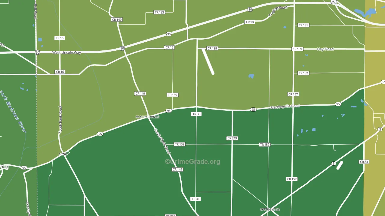 Blachleyville, OH Map of Assault Rates
