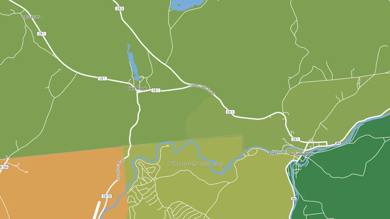 Black Brook, NY Map of Assault Rates
