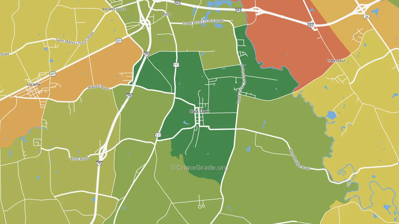 Black Creek, NC Map of Assault Rates