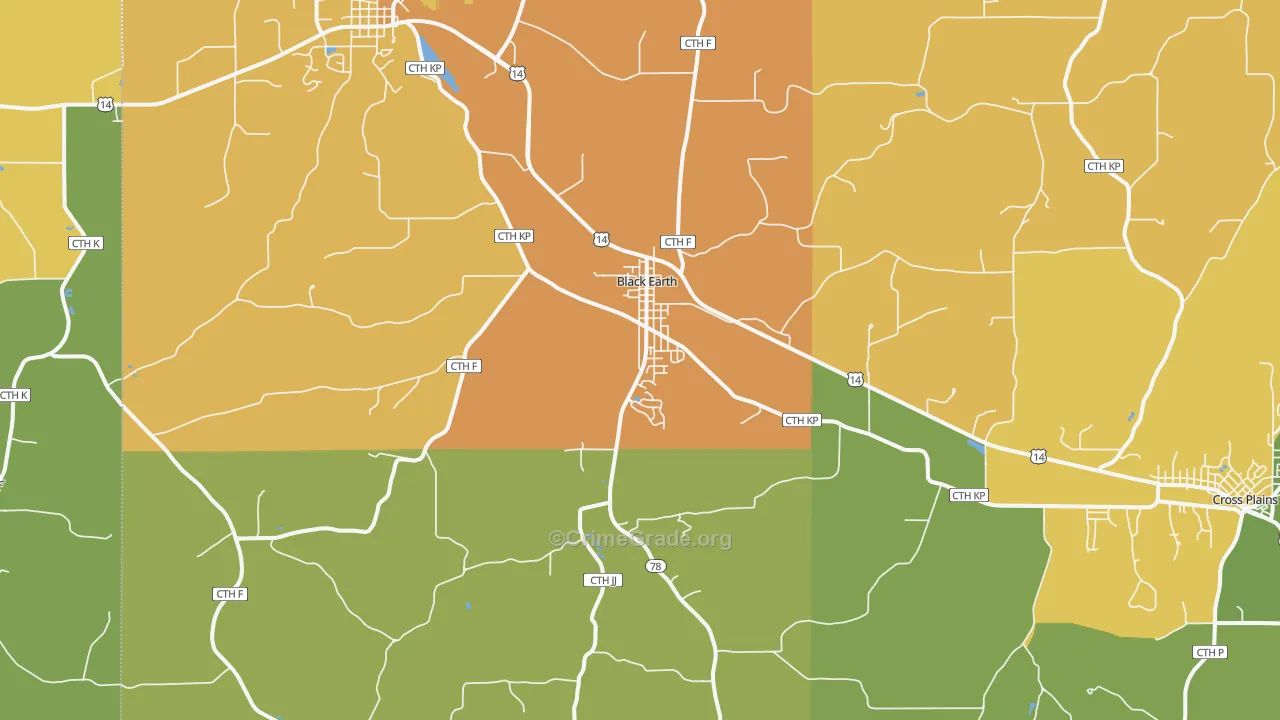 Black Earth, WI Map of Assault Rates