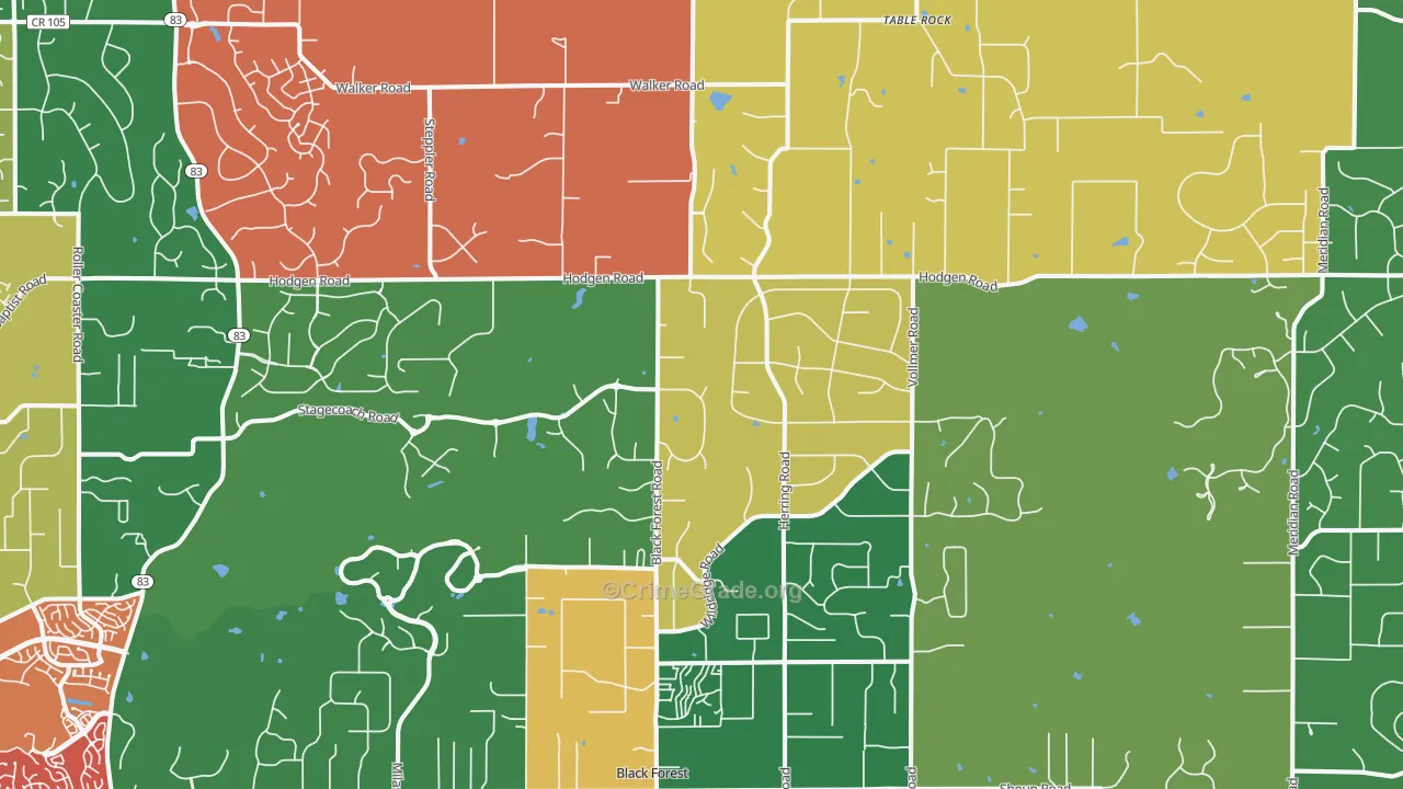 Black Forest, CO Map of Assault Rates