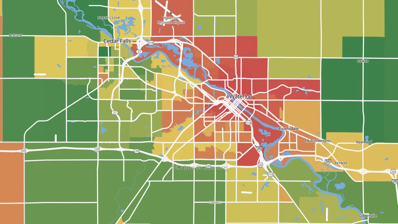 Black Hawk County, IA Map of Assault Rates