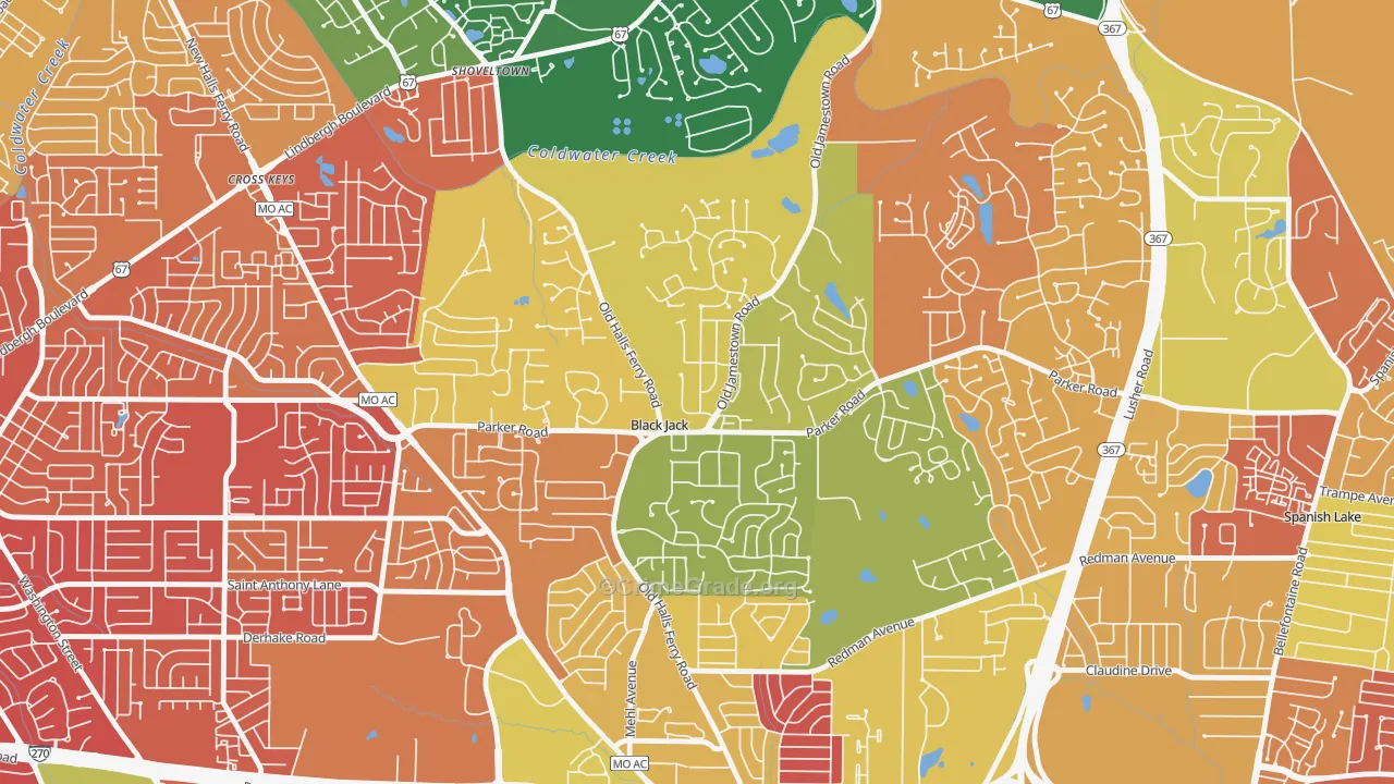Black Jack, MO Map of Assault Rates