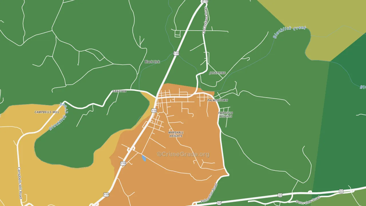 Black Lick, PA Map of Assault Rates