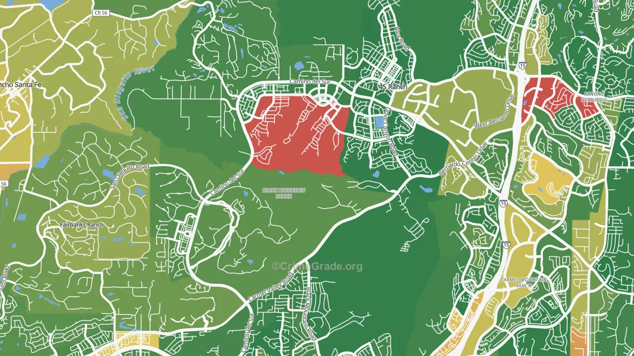 Black Mountain Ranch, San Diego, CA Map of Assault Rates