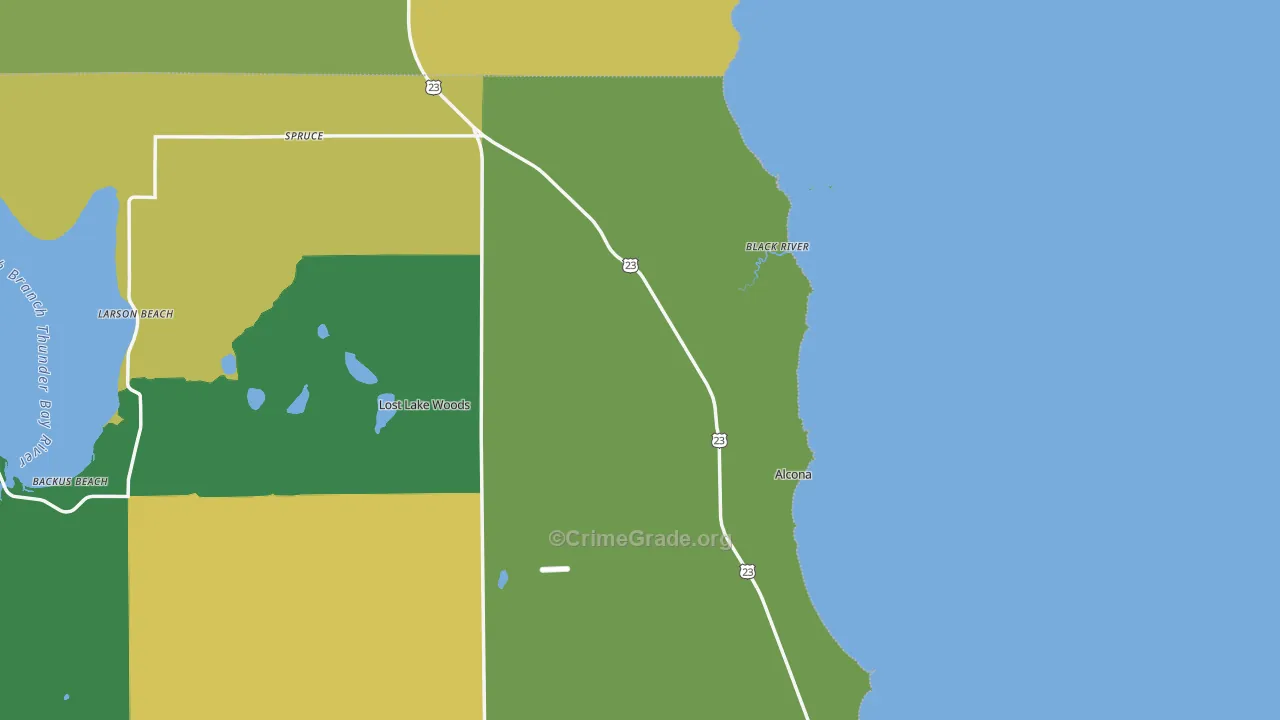 Black River, MI Map of Assault Rates