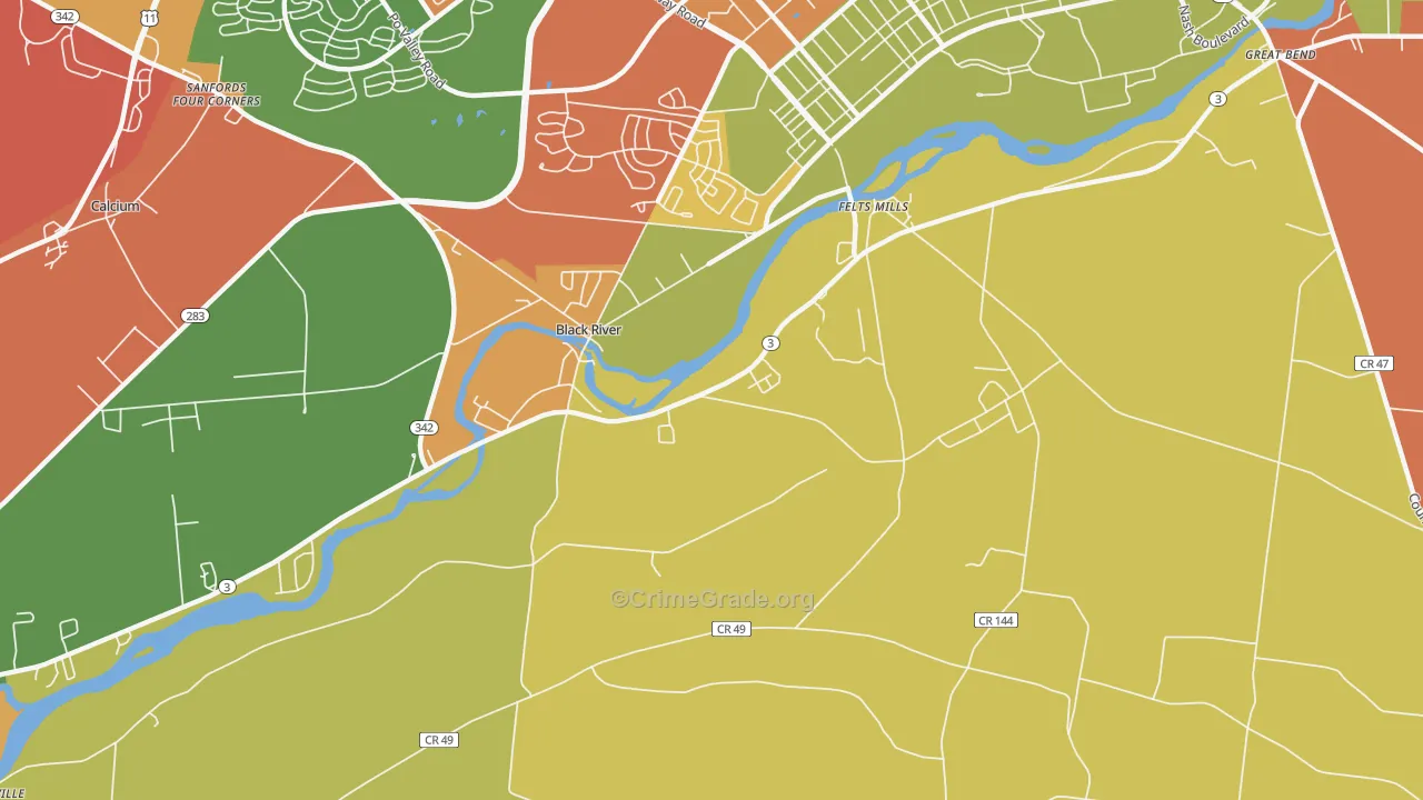 Black River, NY Map of Assault Rates