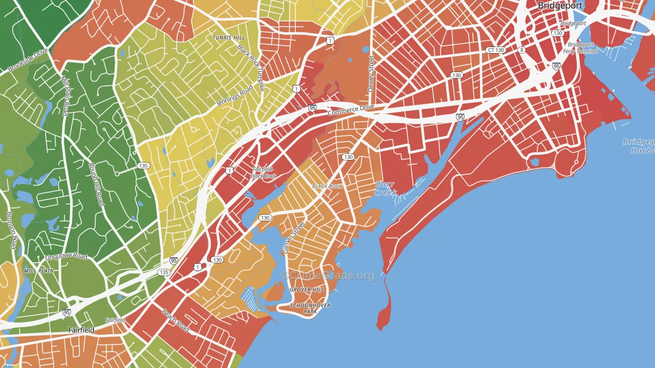 Black Rock, Bridgeport, CT Map of Assault Rates