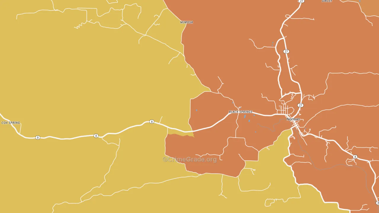 Black Springs, AR Map of Assault Rates