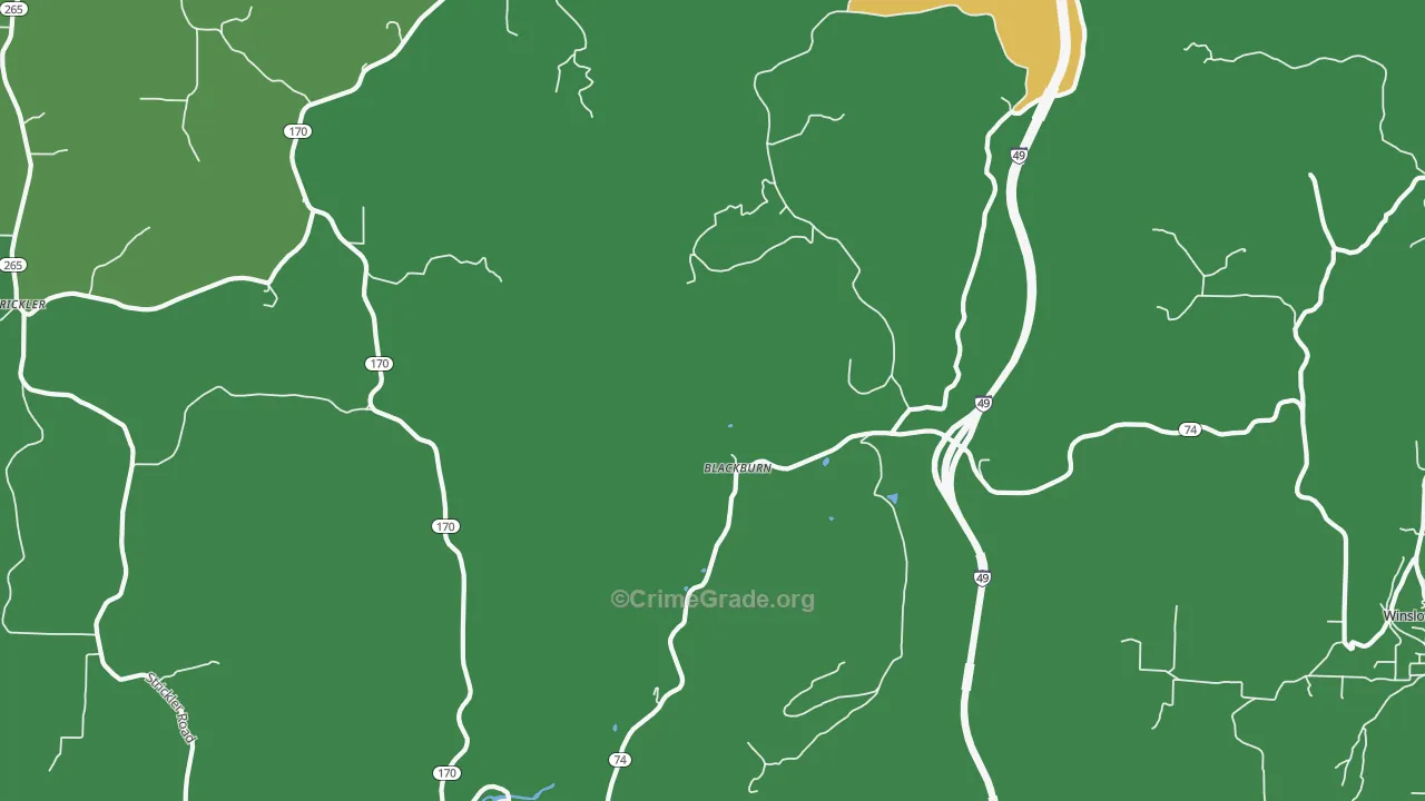 Blackburn, AR Map of Assault Rates