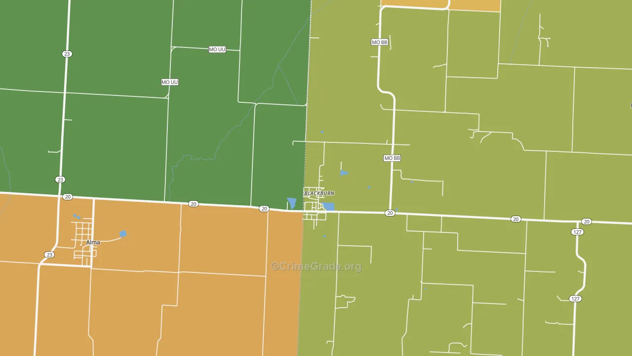 Blackburn, MO Map of Assault Rates
