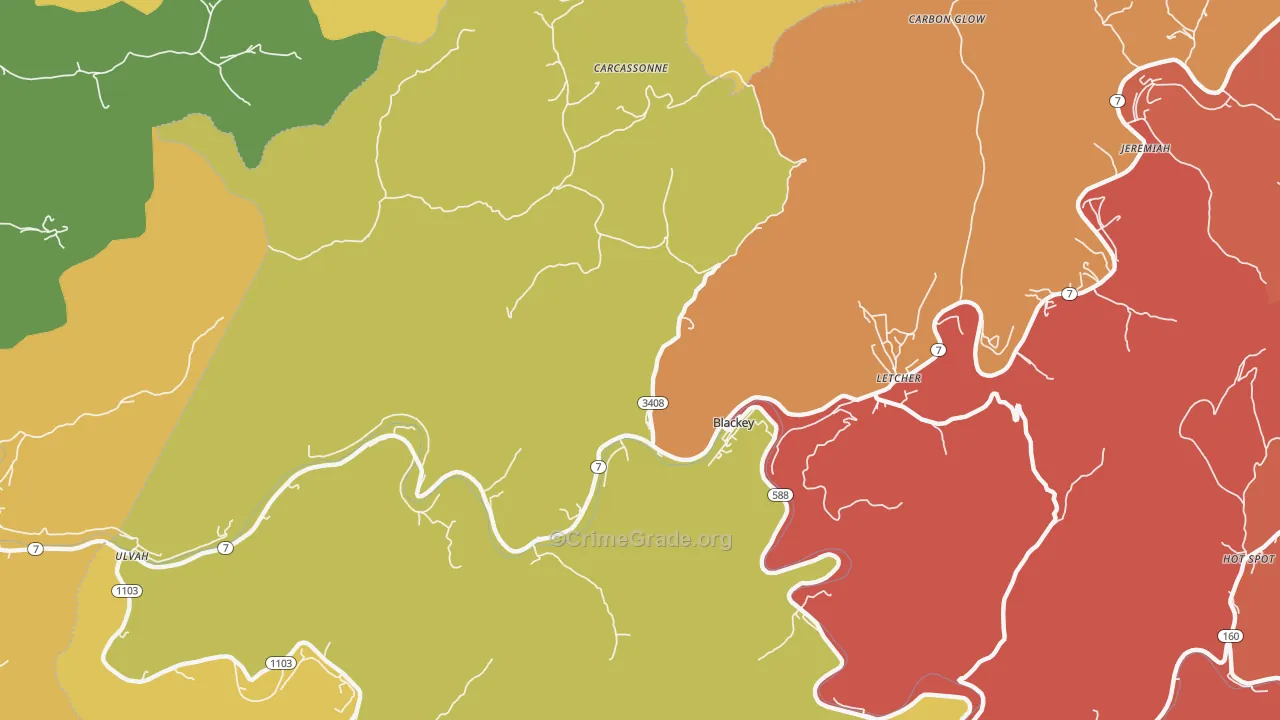 Blackey, KY Map of Assault Rates