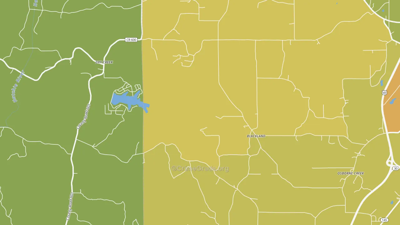 Blackland, MS Map of Assault Rates