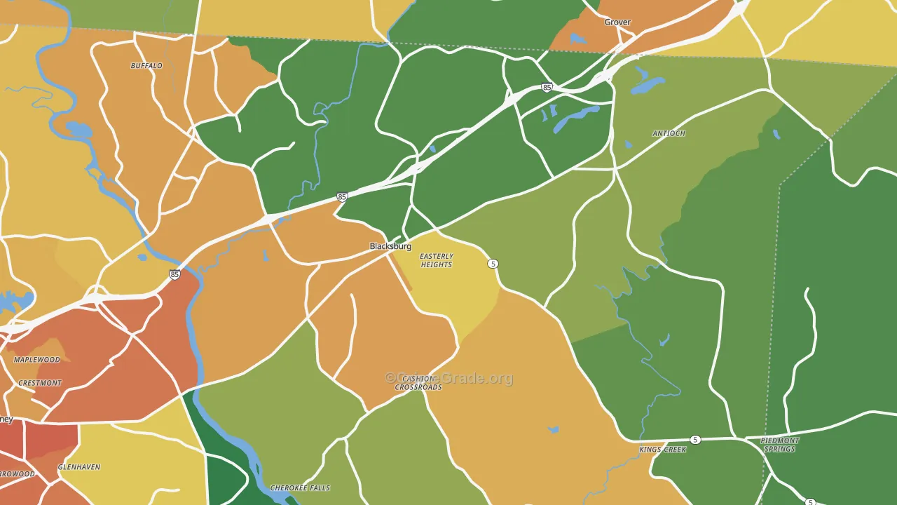 Blacksburg, SC Map of Assault Rates